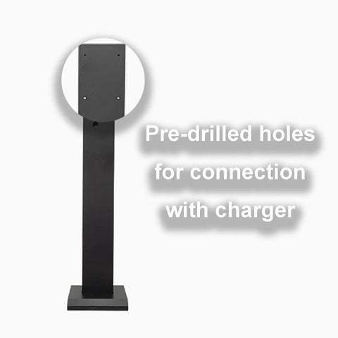 Heavy Duty EV Charger Holder Outdoor Rain Ready Waterproof Cable Protection Box Galvanized Steel Wall Mount with pre-drilled holes.