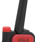 Close-up of Handy Manual Wire Stripper Cutter with Adjustable Depth Up To 5Mm and Replaceable Blades, black and red design.