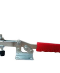 Horizontal Quick Positioning Toggle Clamps For Heavy Duty Welding And Precision Tooling Fixtures GH203F, red handle, metal construction.
