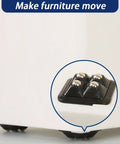 Stick On Adhesive Mini Caster Wheels 360 Degree Swivel Stainless Steel Rollers For Kitchen Appliances Furniture And Storage Bins 20 Lbs Per Wheel Black 8 Pack installed on furniture corner.