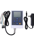 Water Flow Control System With LCD Display, Plug N Play Hall Sensor Flow Meter, Real Time Flow Rate And Totalized Volume, G Three Quarter Inch Solenoid Valve Normally Closed, 12V Power Supply, Temperature Readout, And Precise Flow Monitoring.