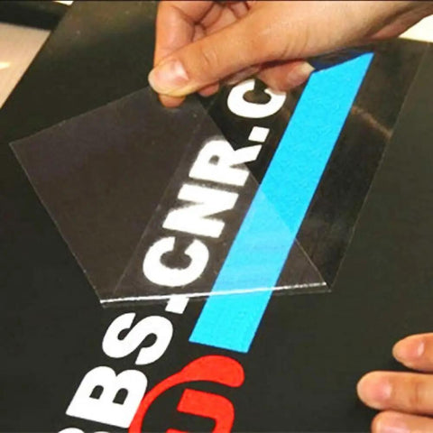 Applying Clear Contact Paper 17.7 Inch Wide 118 Inch Long Peel And Stick Self Adhesive Vinyl For Cricut Transfers on a black surface