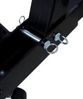 Close-up of Heavy Duty 2 Ton Folding Engine Hoist Adjustable Shop Crane components with black finish and metal pins.