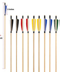 31 Inch Wooden Archery Arrows For Longbow And Recurve, Turkey Feather Fletched 5 Inch Feathers, Blue 6/12 Pack, Indonesian White Wood Shafts