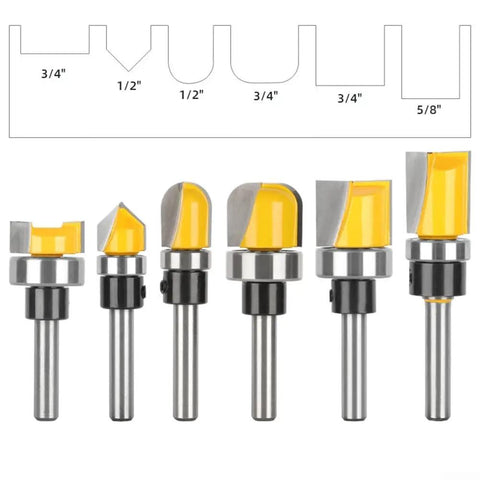 Round Nose Router Bit With 6mm Shank And Carbide Cutter For Bowl Trays Solid Wood Mdf Acrylic Foam carving tools displayed in sizes.