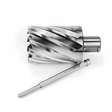 Oscarbide HSS annular cutter, 1-3/4 in dia, 2 in depth, 3/4 in Weldon shank; magnetic drill press bit with pilot pin