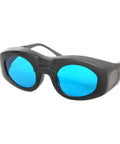Hardcore Laser Safety Eyewear And YAG Protective Goggles For 808Nm 850Nm 980Nm 1064Nm Beams with black frame and blue lenses.