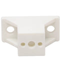 White Plastic Cabinet Drawer Slide Side Spacers With Screws One And Half Inch For Kitchen Cupboards, front view of spacer.