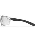 Side view of Kickass Rimless Wraparound Safety Glasses With Ultra Light Twenty One Gram Flex Plus Heavy Duty Dust Defense And Never Fog Tech.