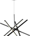Modern Sputnik Chandelier 27.9 Inch Pendant Five Lights Black Kitchen Island Lighting For Dining Room Living Room Foyer And Bedroom With Remote Control