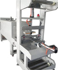 Automatic L Bar Side Seal Heat Shrink Tunnel For Beverage Carton Packaging Sleeve Shrink Wrapping Machine with stainless steel frame.