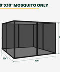 Universal Replacement Mosquito Netting For 10x10 Gazebos With Four Panel Sidewalls And Zippers shown in 10ft x 10ft x 7.2ft dimensions