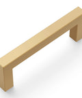 Heritage Designs Contemporary Cabinet Pull 3-3/4 Inch Center to Center Brushed Brass Finish, modern square handle for cabinets.