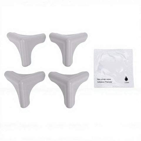 Soft Silicone Corner Protectors With Self Adhesive Edge Covers For Tables Desks And Kitchen Cabinets in grey with adhesive wipes