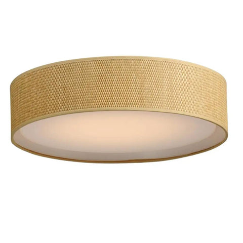 Three Light Modern Flush Mount Ceiling Light With Low Profile, WO Finish, woven texture, ideal for hallways or bedrooms.