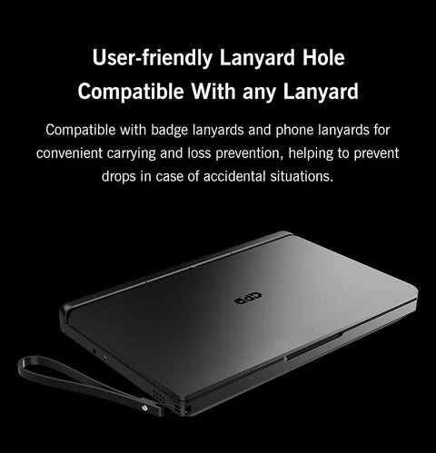 Pocket Sized Handheld Laptop Boosted By A Slick Seven Inch Display Running Windows 11 Home with user-friendly lanyard hole.