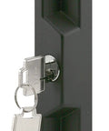 Diecast Outside Patio Door Pull With Key For Left Or Right Handed Doors Black Powder Coat Finish Dual Mounting Hole Patterns