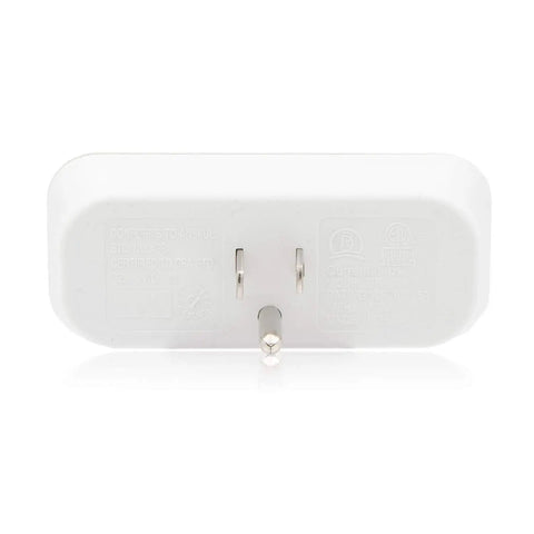 Back view of Triple Outlet Wall Plug Adapter 3 Way Power Splitter Indoor Grounded Outlet Extender Turns 1 Outlet Into 3 White 4 Pack