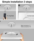 3-step installation guide for 2 Pack 12 Inch 24W LED Flush Mount Ceiling Light 5000K Daylight Square Flat Panel Fixture