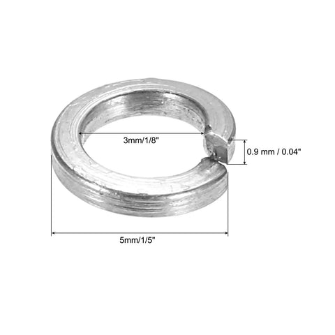 100 Pack 1/8 Inch Spring Lock Washers Made From Solid 316 Stainless Steel Split Helical Elastic Gasket for screws and bolts.