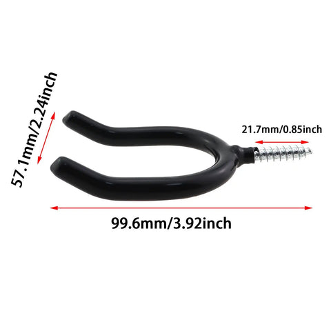2 Pack Black Wall Mounted U Shaped Hooks For Garage And Warehouse Storage, Heavy Duty Metal Construction With Plastic Covered Surface, Each Hook Supports Up To 20 Pounds, Perfect For Shovels Rakes Hats And Garden Tools, 3.92-inch hook