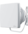 Front view of 4 Inch Wall Mount Exhaust Fan 56 CFM Plug In Quiet Bathroom Vent With Backdraft Damper For Kitchen Garage Office Grow Tent 12W White