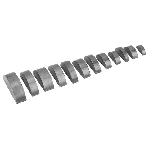 135 Piece Woodruff Key Assortment Kit With 21 Half Moon Key Sizes Keyway Set semicircle keys in various sizes lined up