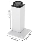 Beefy Adjustable Square Furniture Legs Set of 4 Aluminum Alloy Cabinet Feet 120mm Oxidized Color, shown with height dimensions