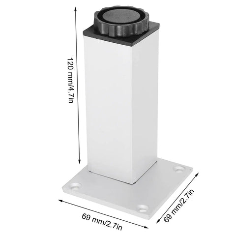 Adjustable Aluminum Sofa Legs And Cabinet Feet Set With Square Design, Built Tough For Couch, Chair, And Desk, 120mm Height