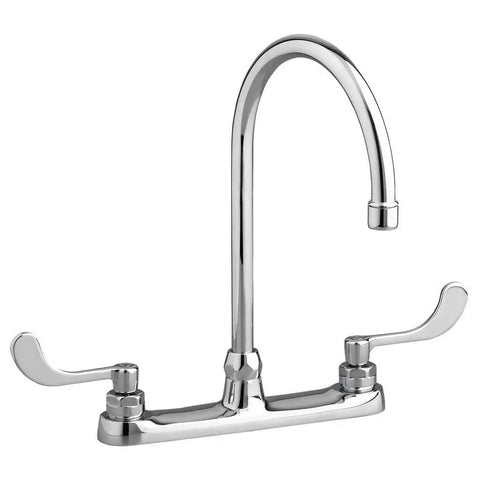Monterrey Top Mount Gooseneck Kitchen Faucet 8 Inch Reach Rigid Swivel Spout Convertible Design Washerless Ceramic Disc Valves