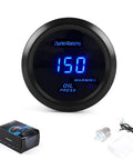 Dyno Racing 52mm digital oil pressure gauge with blue LED display (0-150 PSI) and sensor kit