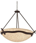 Top-Shelf 6-Light Pendant Ceiling Light Fixture, Smooth 40-Inch Transitional Design With Hand-Painted Tawny Port Bronze Finish, bowl shape.
