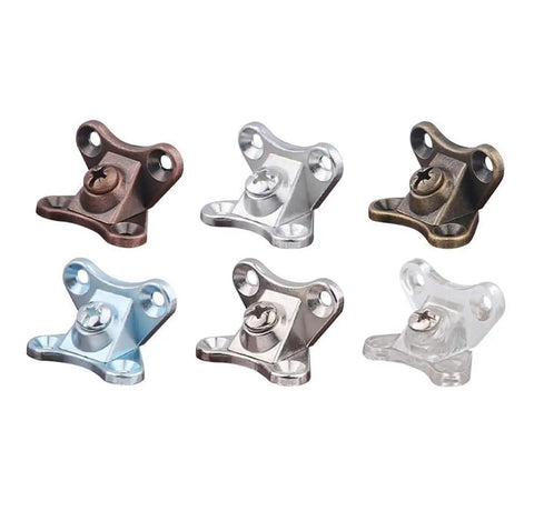 50 Pcs Galvanized White L Shaped Corner Brackets For Furniture With Removable Swivel Design And Flush Mount Screws Built Damn Tough For Heavy Duty Woodworking And No Fuss Diy Projects. Assorted finishes, showcasing swivel design for versatile mounting options.