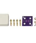 Four Wire Short Socket For Digital Multimeter Calibration And Instrument Verification With Gold Plated Banana Connectors And Standard Resistor Slot For Bench Testing Ideal For Lab Or Shop Use showing components including banana connectors, nuts, and screws on white background.