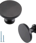 Sleek Matte Black Cabinet Knobs Pack Of 25, Solid Round Drawer Knobs For Kitchen Cabinets, 1-1/4 inch diameter