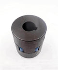 Waterjet booster pump shaft coupling, black cylindrical part with blue inserts for waterjet cutting machine pump.