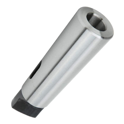 Side view of Morse taper drill sleeve adapter MT5 to MT3, high-speed steel, silver