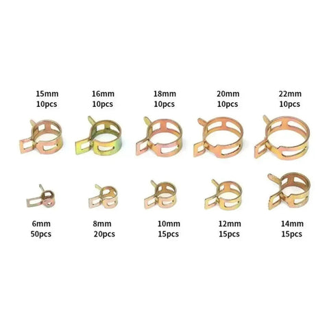Premium 165 Piece Stepless Spring Hose Clamp Kit Ranging From 6Mm To 22Mm For Fuel Water Lines Air Tube Hoses Ultimate Fastener Assortment Set For Any Car Tune Up Or Diy Plumbing Job You Need. stainless steel 6mm to 22mm hose clamps, assorted sizes