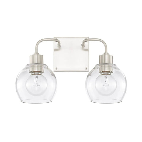 Tanner Urban Industrial Clear Glass Bathroom Vanity Wall Light Two Light Matte Black Finish 10 Inch High 15 Inch Wide