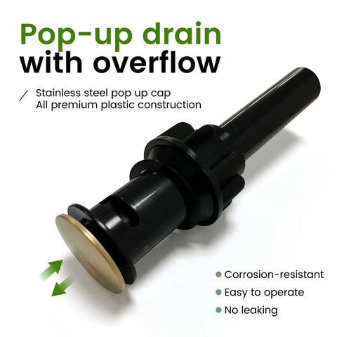 Pop-up drain with overflow for Brushed Gold Bathroom Sink Faucet 3 Hole Widespread Waterfall Basin Faucet, durable build