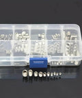 100 Piece Grub Screw Assortment In 304 Stainless Steel And Carbon Steel With Allen Hex Socket Cup Point, Organized Case
