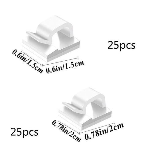 50 Pack Cable Clips With Two Sizes Medium And Large White Wire Holder And Organizer For Car Office And Home Cable Management Clips