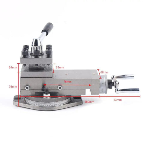 AT300 Quick Change Tool Post Assembly Universal Fit For Mini Lathes, heavy duty metal, dimensions 70mm x 250mm, for boring tasks.