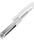 Spare Tire Carrying Hook For SUVs RVs And Trailers - One Hand Operation, Secure Hold Down, shown in silver metal design