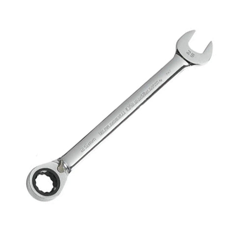 Single wrench from 10 Piece 12 Point Flex Head Ratcheting SAE Wrench Set with Tool Roll, 72-Tooth Box End, chrome finish, off-corner design.