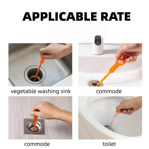 Hands using a flexible drain snake in various sinks and toilets for clogs, part of Real Heavy Duty Sink Plunger Paired With Three Flexible Drain Snakes To Knock Out Stubborn Clogs Fast Without Any Drama For Smooth Flow In Bathrooms Kitchens And Showers Solid Gear.