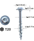 Pocket Hole Screws Self Tapping Torx T20 Coarse Thread Wood Screws 1 1 4 Inch 32mm Silver 100 Pack Built For Hardwood Fences Decks Outdoor Projects No Fuss DIY Woodworking With Durable Carbon Steel Construction shown with measurements