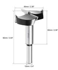 Boxonly 60mm woodworking Forstner drill bit with tungsten carbide, silver metal shank, front view