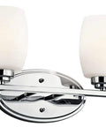 Eileen 14.25 Inch Two Light Vanity Light With Satin Etched Cased Opal Glass And Chrome Finish mounted on wall