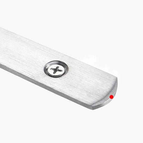 Close-up of Heavy Duty Stainless Steel L Bracket For Wall Shelves showing screw hole and polished edge for secure shelving support.
